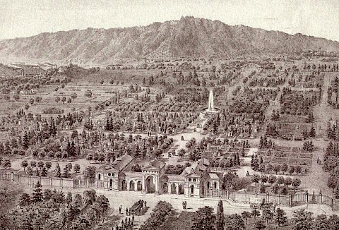 Darstellung des Zürcher Zentralfriedhofs auf einer Lithografie um 1880.