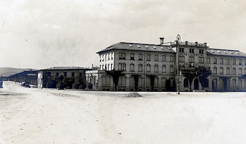 Postkarte mit dem Güterbahnhof um 1910