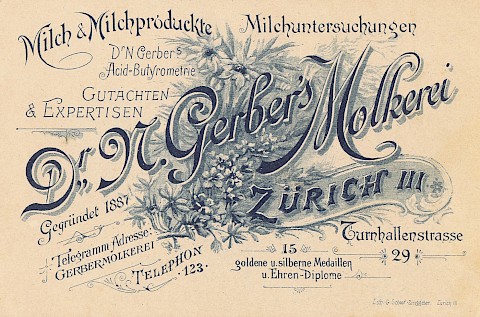 Postkarte der «Dr. N. Gerber’s Molkerei» aus dem Jahr 1902.